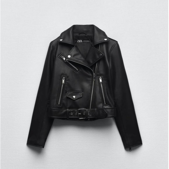 ZARA FAUX LEATHER BIKER JACKET - Picture 1 of 4